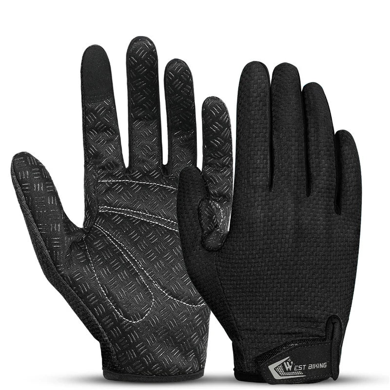 West Biking Full Finger Cycling Gloves Non Slip Silicone Palm - Smarsty