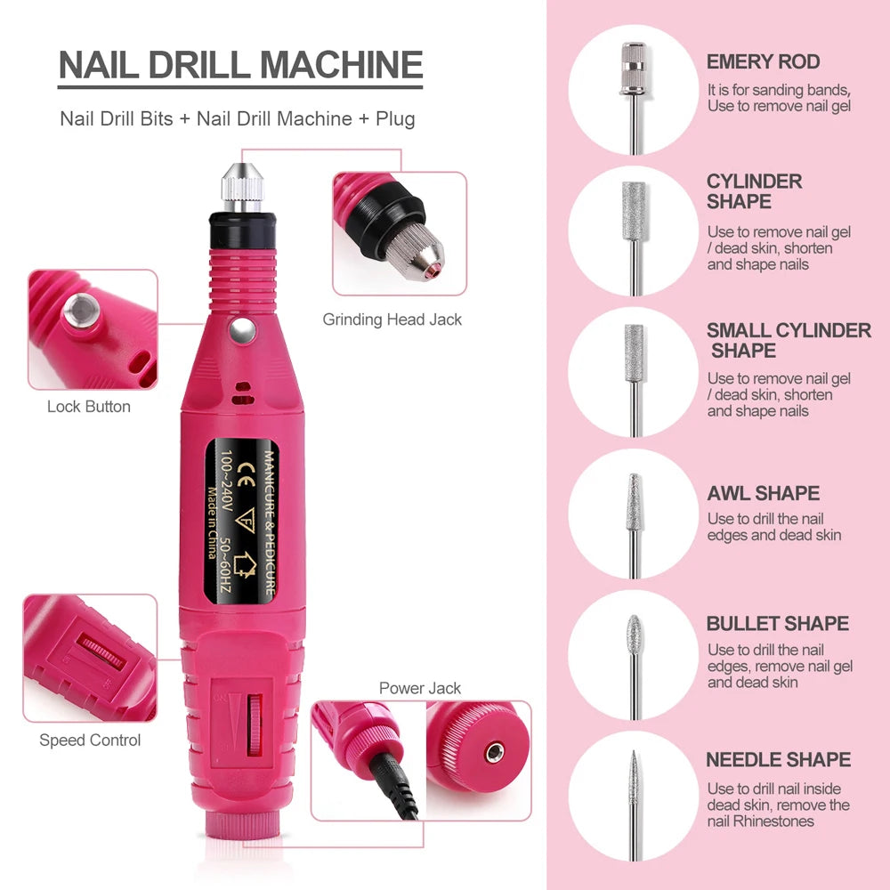 YIKOOLIN Electric Nail Drill Machine Kit for Perfect Manicures - Smarsty