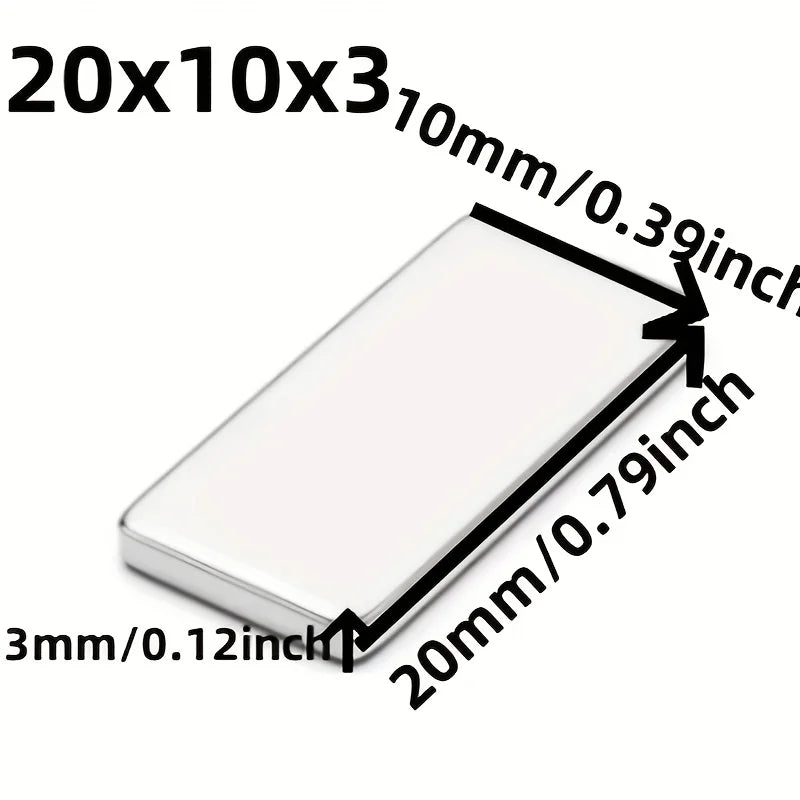 20/50pcs Magnets, 20x10x3mm, Rectangular Magnets for Industrial Use, Metal Material, No Battery Required - Smarsty