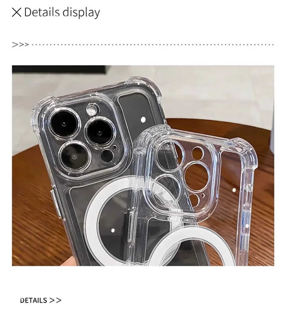 Luxury Wireless Charge Magsafe Transparent Case For iPhone 15 16 14 13 17 12 Pro Max Plus Magnetic Shockproof Soft Bumper Cover by Smarsty