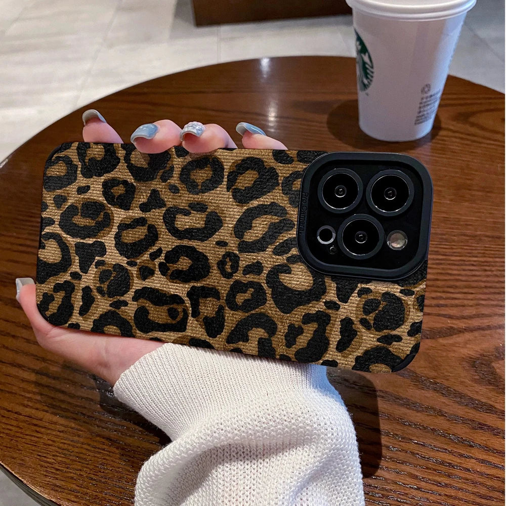 Gold Leopard Silicone Leather IPhone Case Shockproof - Smarsty