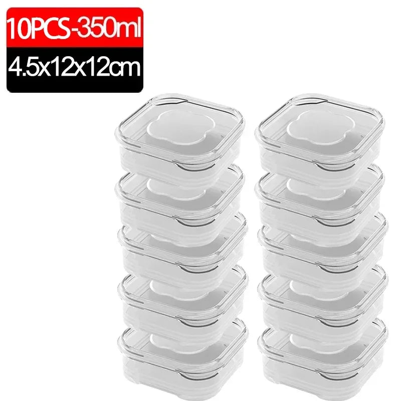 1/10PC Small Food Preservation Boxes Refrigerator Frozen Meat Vegetable Fresh-Keeping Box Transparent Kitchen Sealed Storage Box by Smarsty