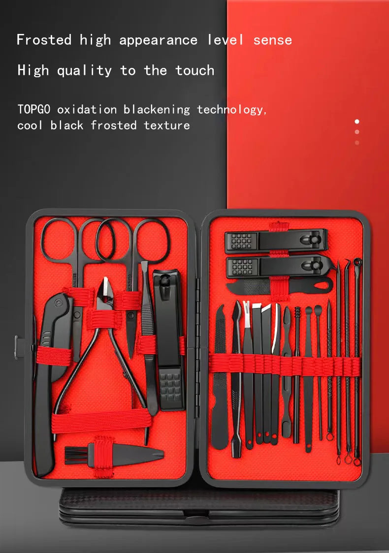 Convenient Black and Red Nail Clipper Set - Smarsty