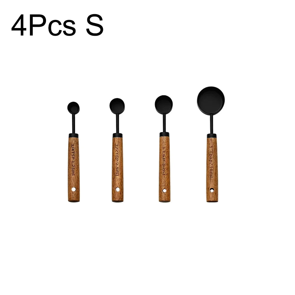 Gold Wooden Handle Stainless Steel Measuring Cups Set - Smarsty
