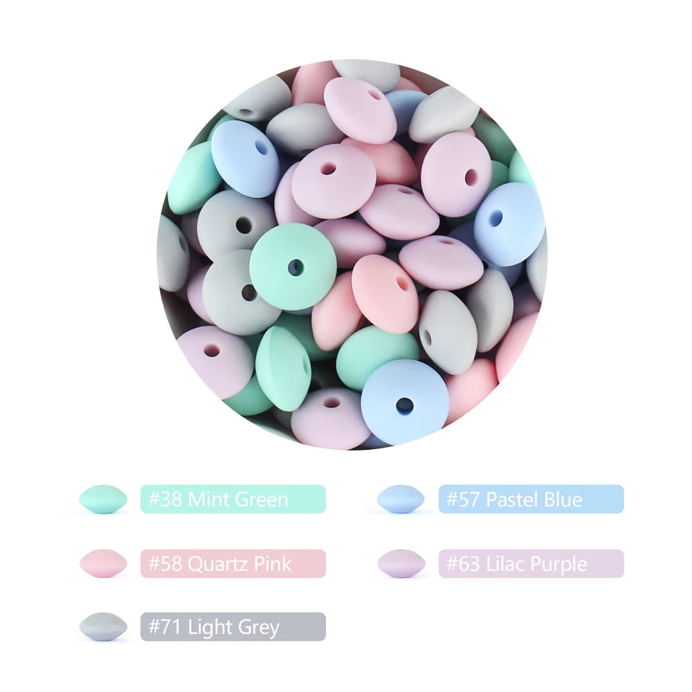 Silicone Beads 12mm Lentil Focal Beads Non Toxic Diy Set - Smarsty
