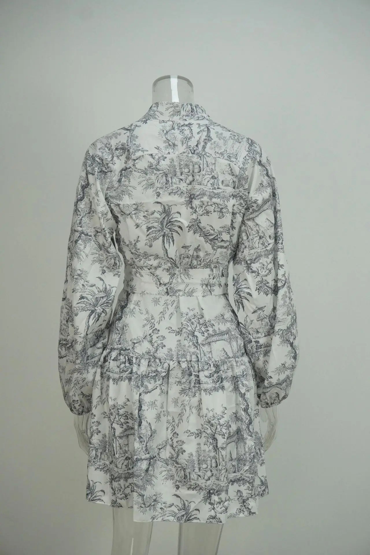 Autumn new women's clothing style elegant, fashionable, casual, sexy commuting long sleeved lace up Chinese style printed dress - Smarsty