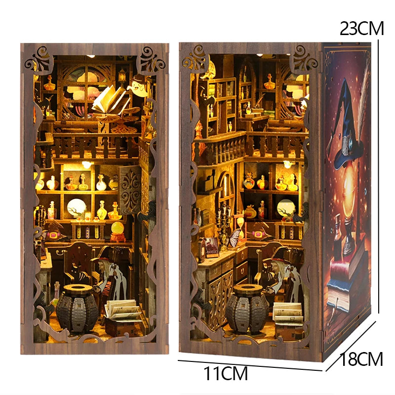 DIY Book Nook Kit 3D Miniature Wooden Doll House Photo Frame Ornament Bookshelf Insert Retro Booknook Decor For Birthday Gifts by Smarsty