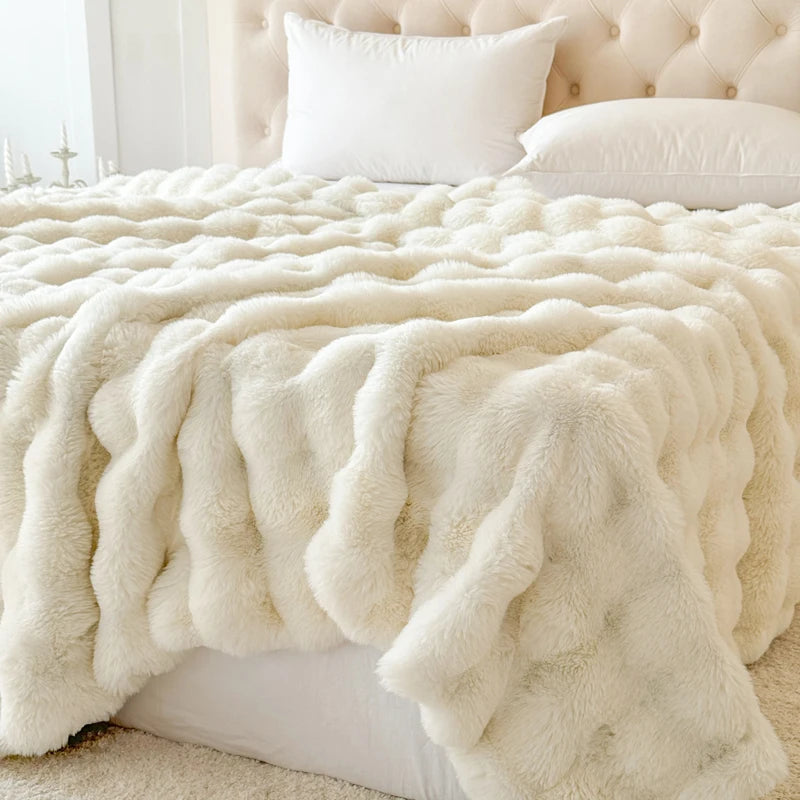Double-Layer Rabbit Fur Blanket for Comfortable Summer Use - Smarsty
