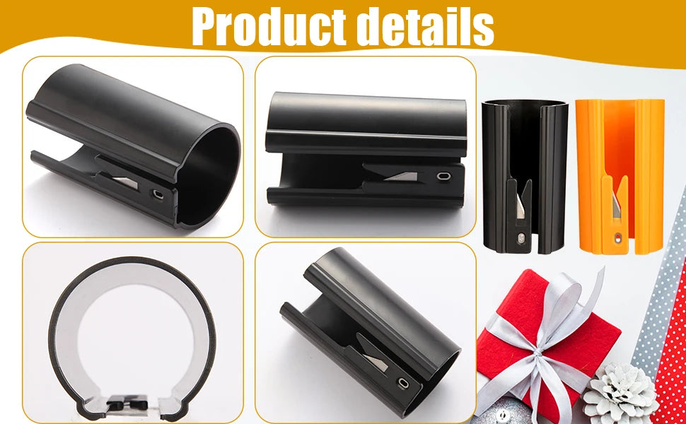 HORN Sliding Wrapping Paper Cutter - Easy-Glide Gift Wrap Trimmer for Christmas & Birthdays, Durable ABS,, Orange/Black - Smarsty