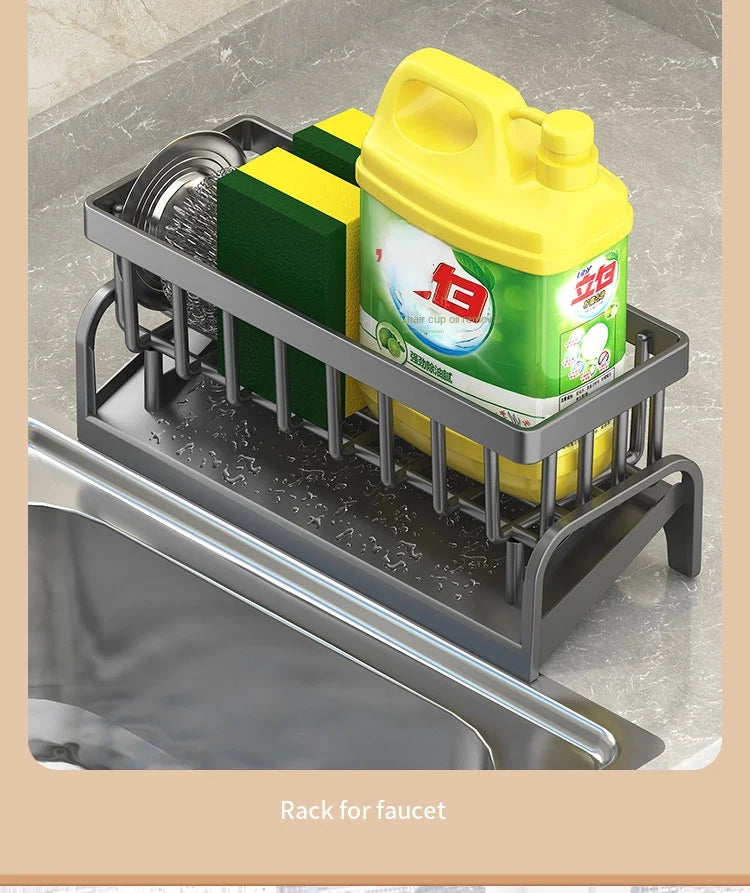 Kitchen Sink Draining Rack with Cleaning Cloth Storage - Smarsty