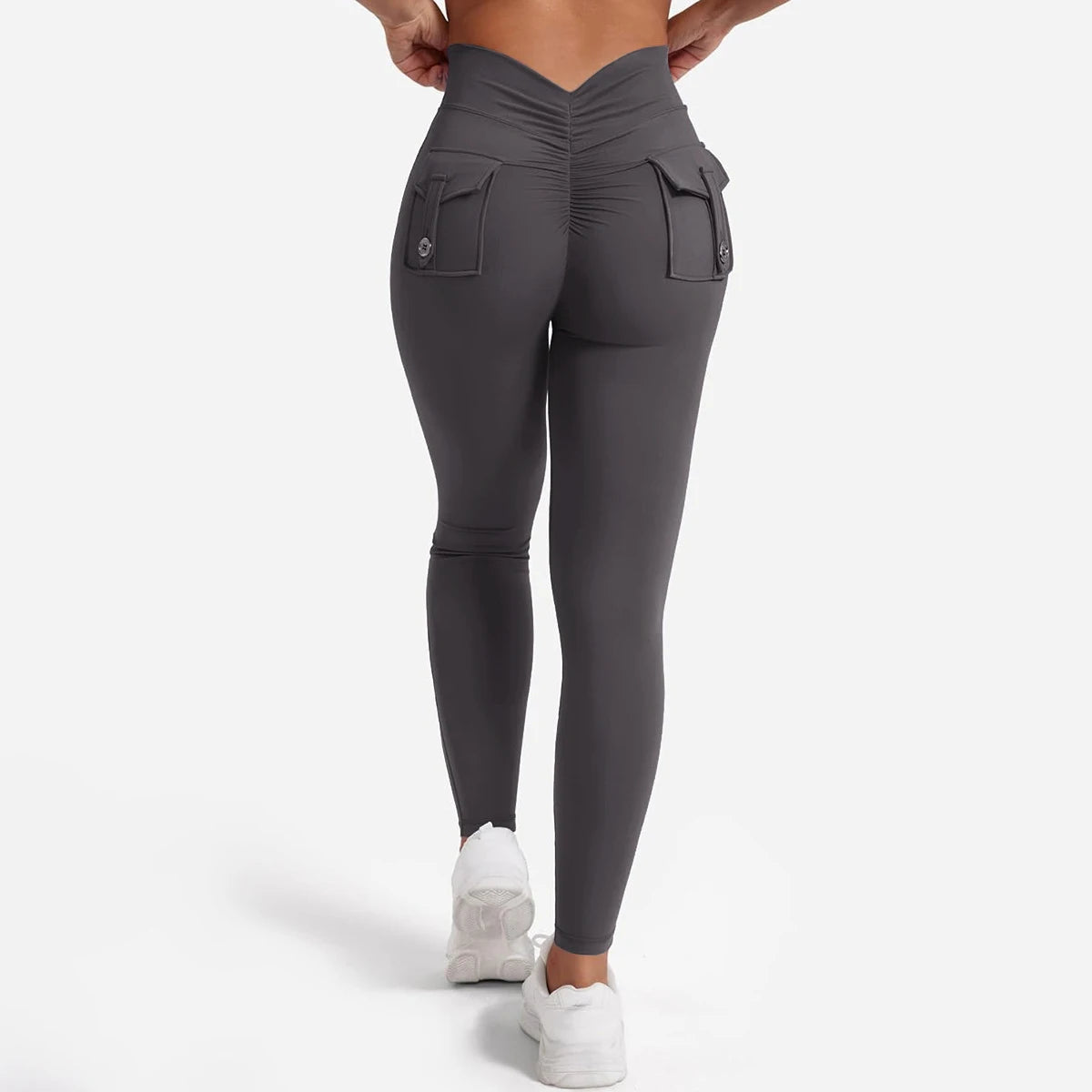 Women's Nylon Yoga Leggings With Buttocks Pocket Spandex Sports Fitness Pants Breathable Hip Lifting - Smarsty