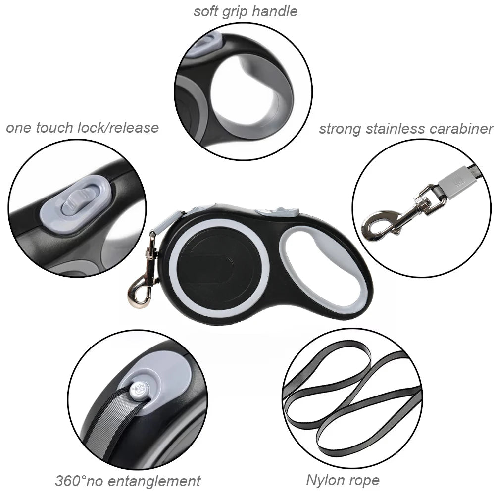 Durable Adjustable Retractable Dog Leash for All Breeds - Smarsty