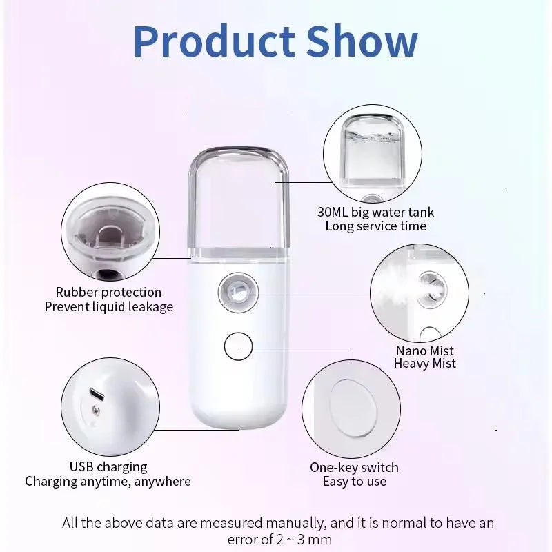 Portable Rechargeable Mini Facial Steamer for Hydration - Smarsty