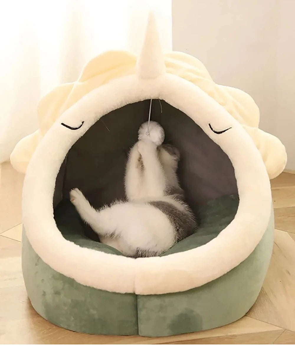 Deep Sleep Cat Bed Cartoon Pet Bed Foldable Removable Washable Pet Sleeping Bed for Small Dog Mat Bag Cave Cats Bed - Smarsty