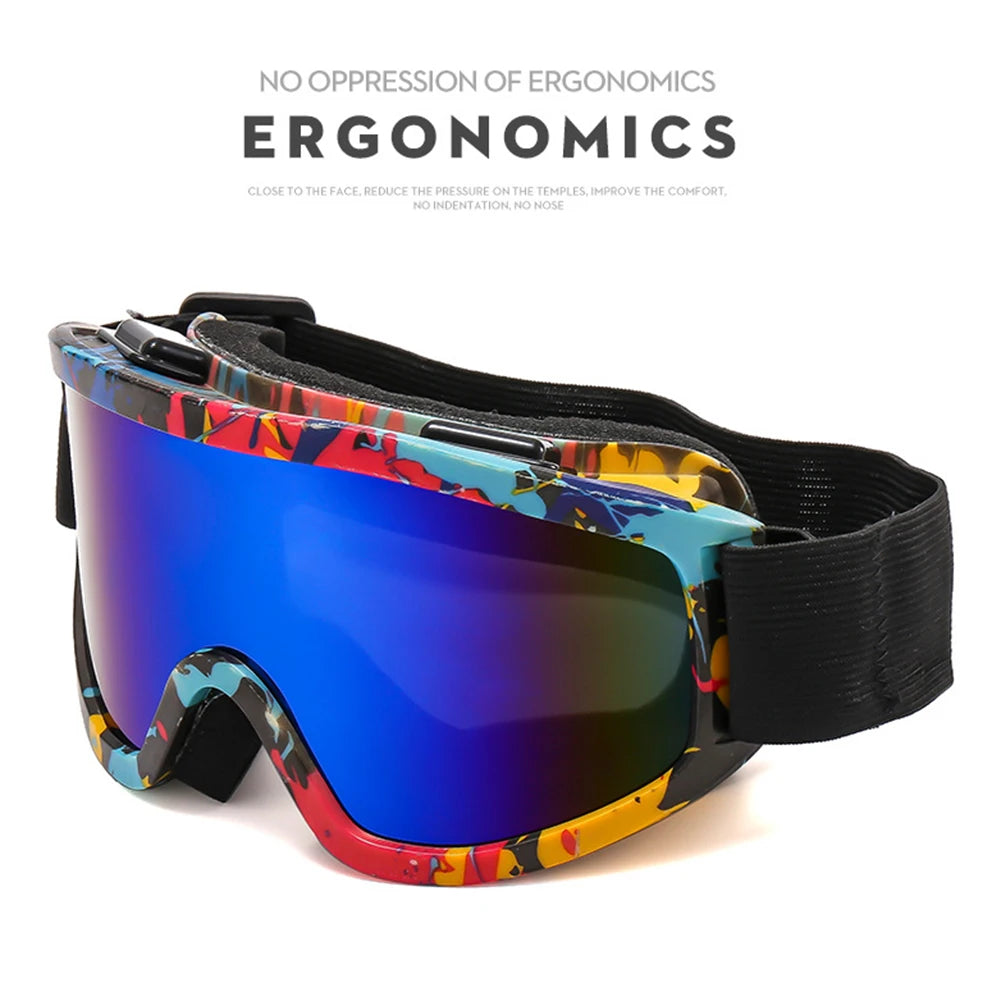 Large Frame Ski Goggles with Colorful Lens Anti-Collision Anti-Glare Lens Outdoor Sport Snow Snowboard for Snowboarding Skiing - Smarsty