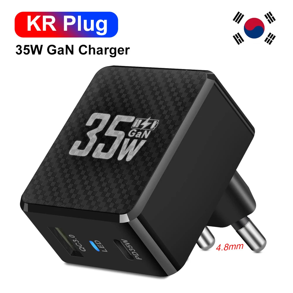 GaN USB C Charger 35W Fast Charge PD3 QC3 Compatible - Smarsty
