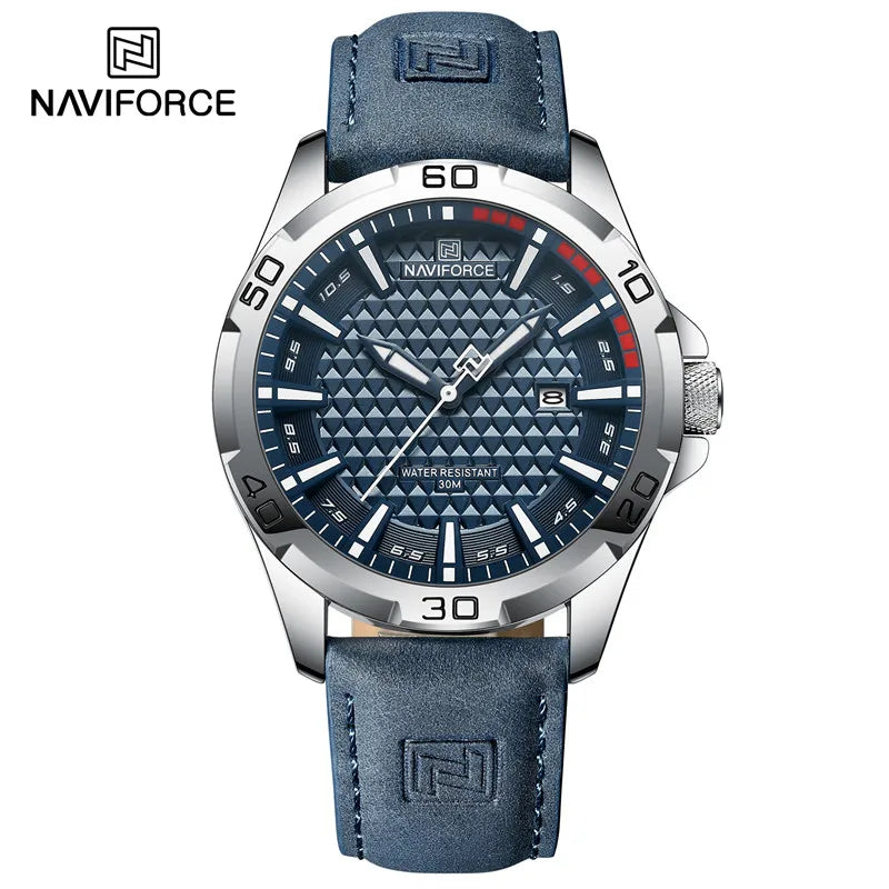 NAVIFORCE Men Fashion Waterproof Quartz Watch with Leather Strap - Smarsty