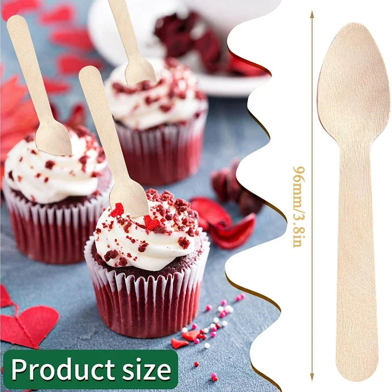 Disposable Wooden Spoons for Tasting and Sampling 50 to 200 Pcs - Smarsty