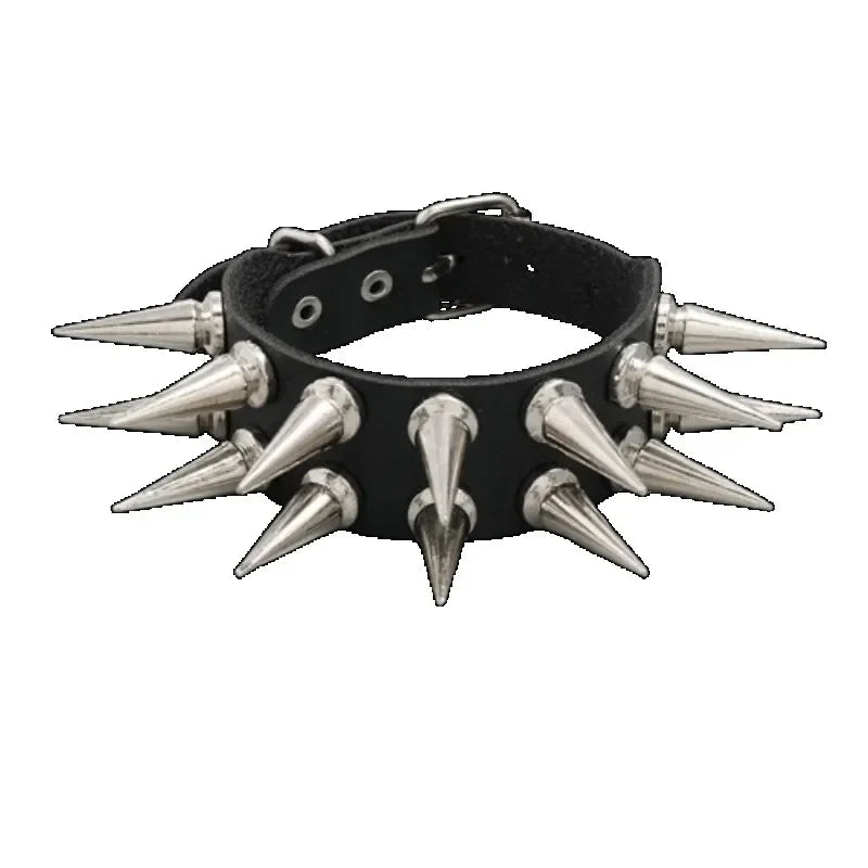 Unisex PU Leather Punk Bracelet with Spikes and Skull - Smarsty