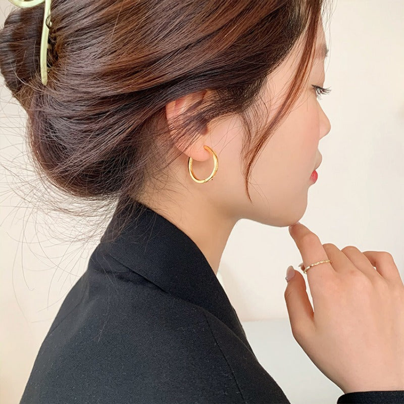 Shiny Delicate Big Round Hoop Earrings For Women Party - Smarsty