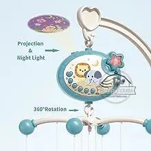 Musical Baby Crib Mobile with Lights Music Projection for Infants 0-6 Months Remote Control Crib Toys for Newborn Baby Mobile by Smarsty