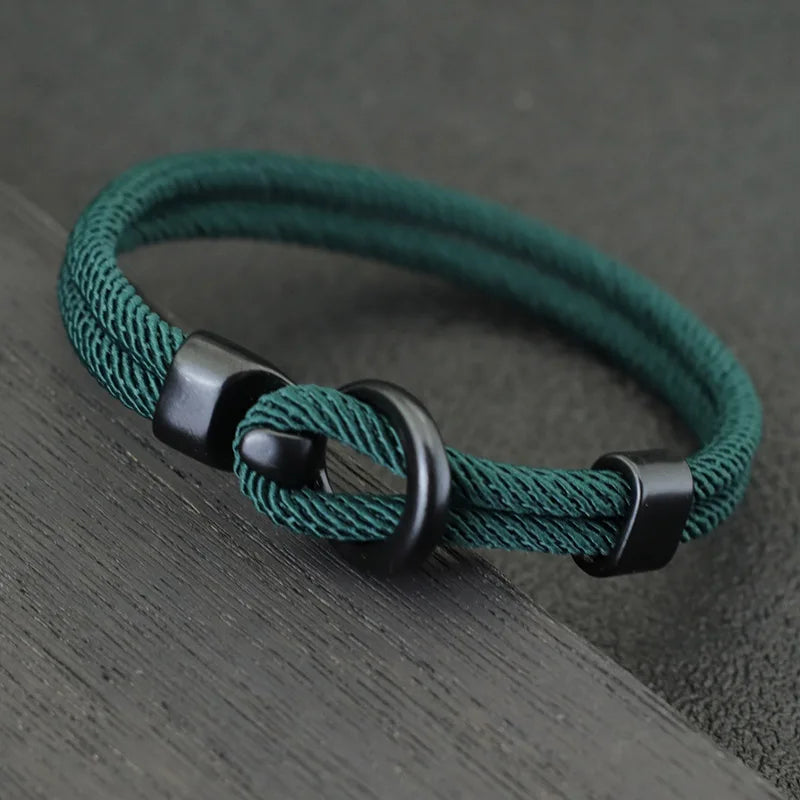 Men's Double Layer Paracord Survival Rope Bracelet Outdoor - Smarsty