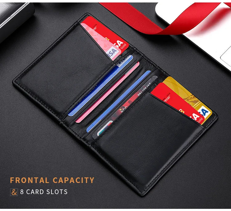 YUECIMIE Super Slim Soft Wallet Genuine Leather Mini Credit Card Holder Wallets Purse Thin Small Card Holders Men Wallet