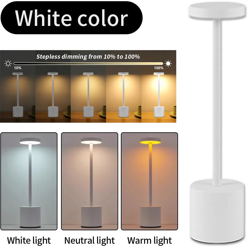 Classic Table Lamp USB Rechargeable Night Light Stepless Dimming Touch Desk Lamp 3 Colors Bedside Lamp Bar Hotel Decoration - Smarsty