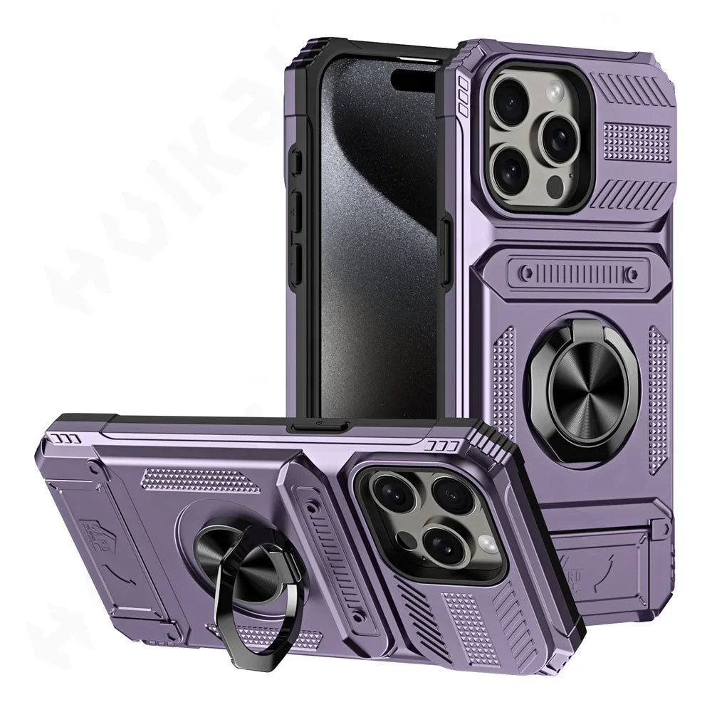 Galaxy S23 S24 Case With Magnetic Ring Kickstand Heavy Duty - Smarsty