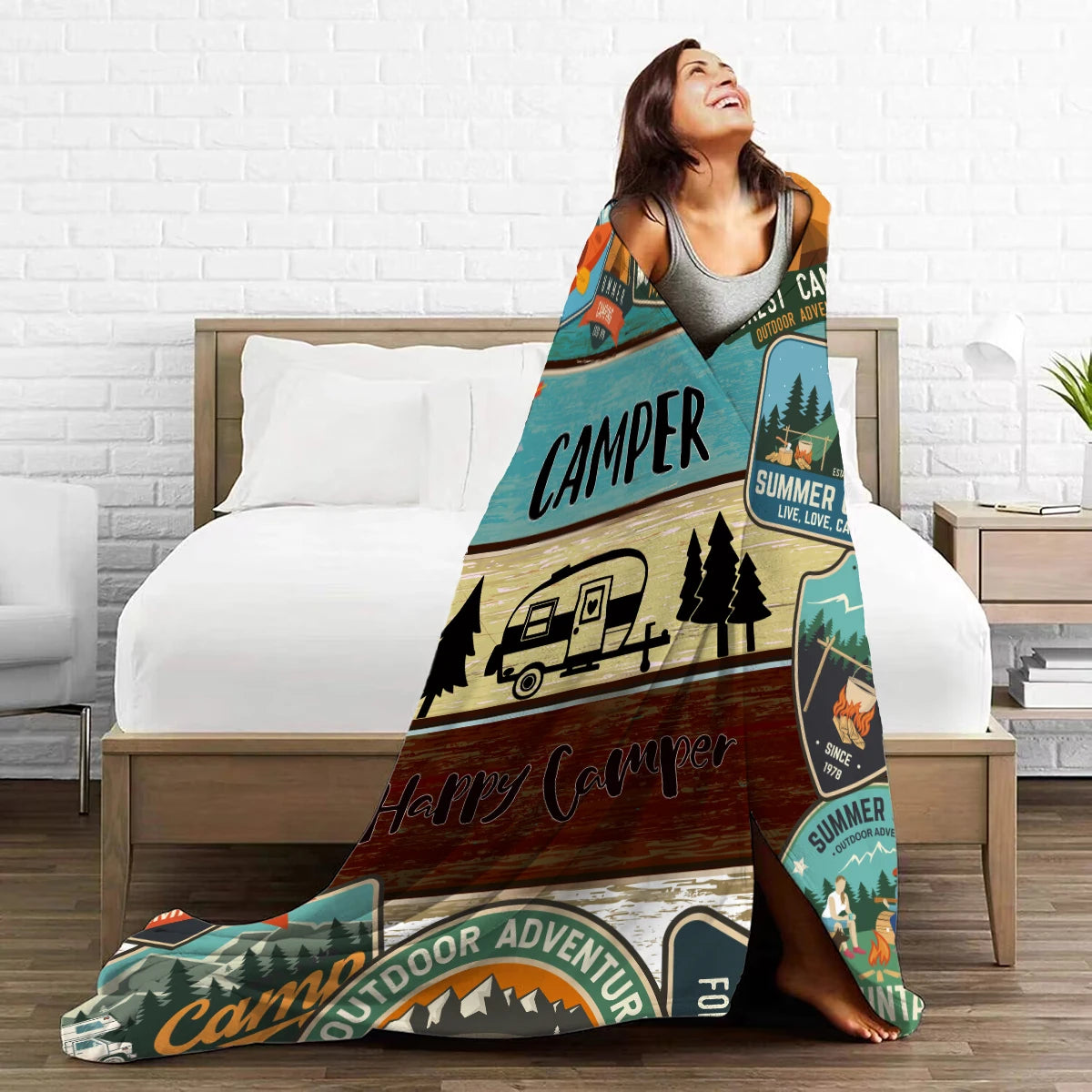 Cozy Camper Pattern Plush Blanket for Travel and Home - Smarsty