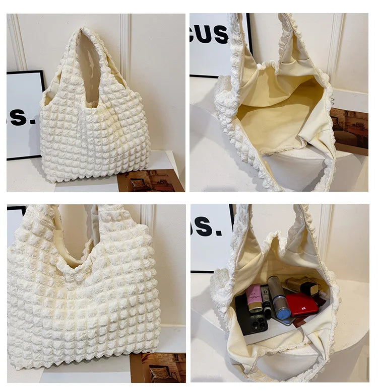Crossbody Bag Pleated Embroidered Plaid Tote For Women - Smarsty