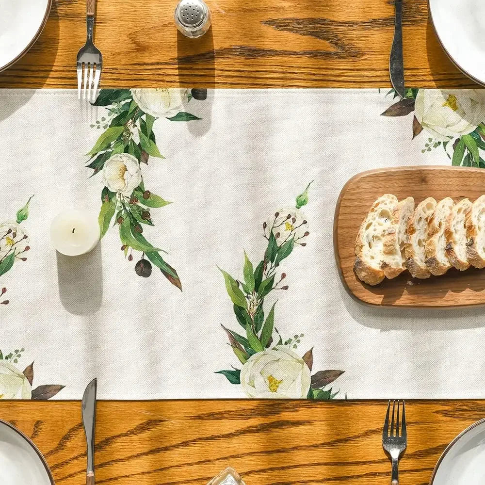 Hexagram Flowers Linen Table Runner for Passover Decor - Smarsty