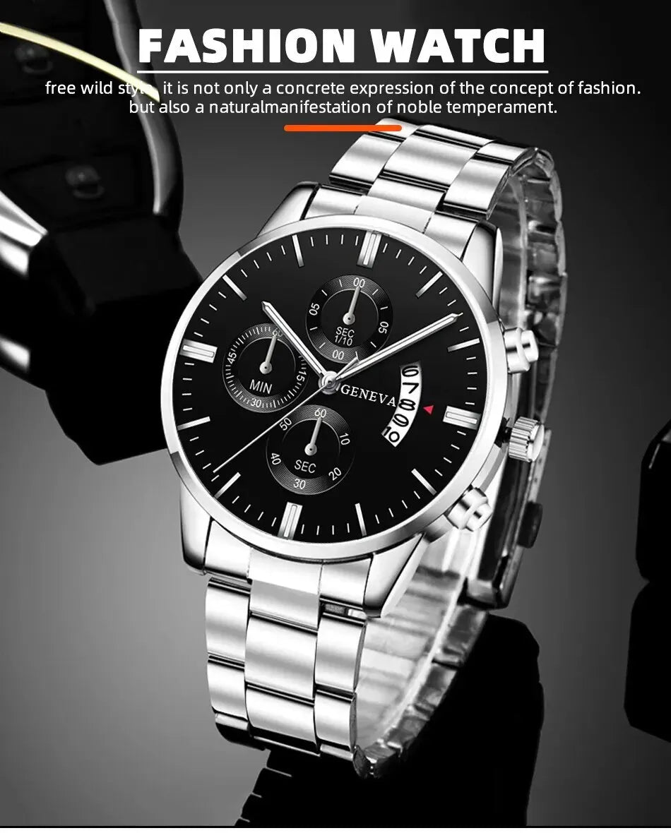 Luxury Silver Stainless Steel Quartz Watch for Men - Smarsty