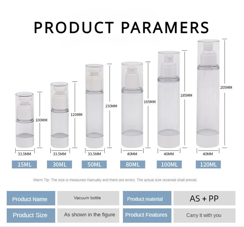 Clear Airless Cosmetic Cream Pump Bottle Travel Size Dispenser - Smarsty