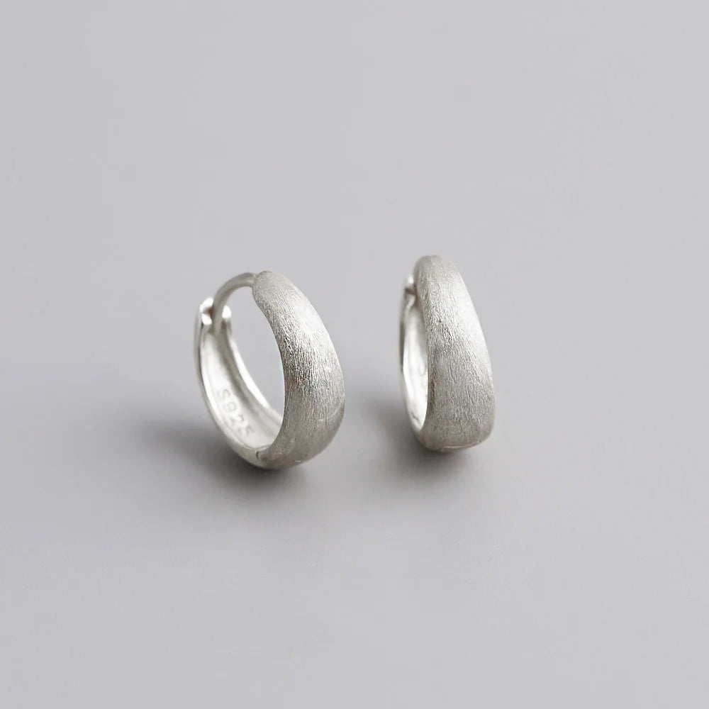 925 Sterling Silver Wide Gothic Huggies Hoop Earrings - Smarsty
