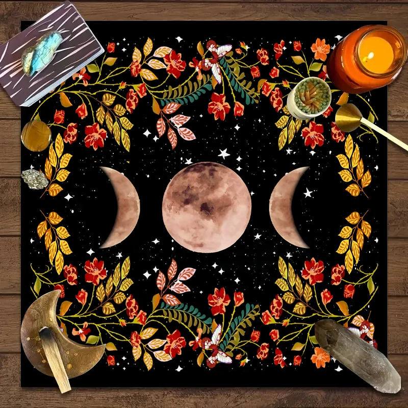 Moonlight Flower Tarot Card Table Cloth for Witchcraft - Smarsty