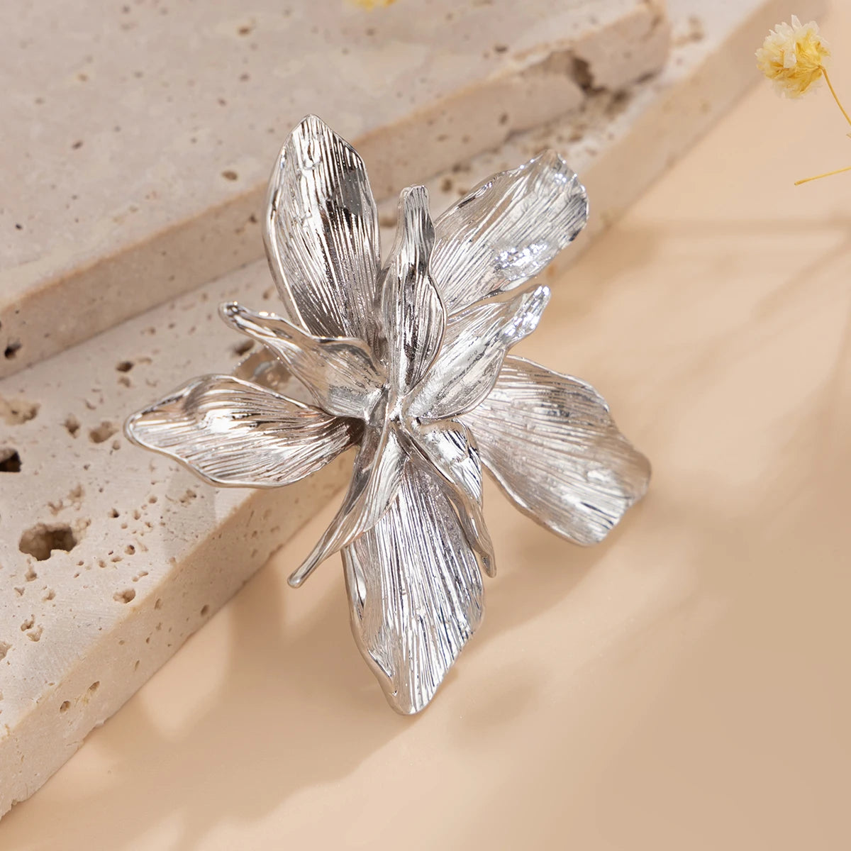 Double Layered Metal Flower Ring for Women - Smarsty