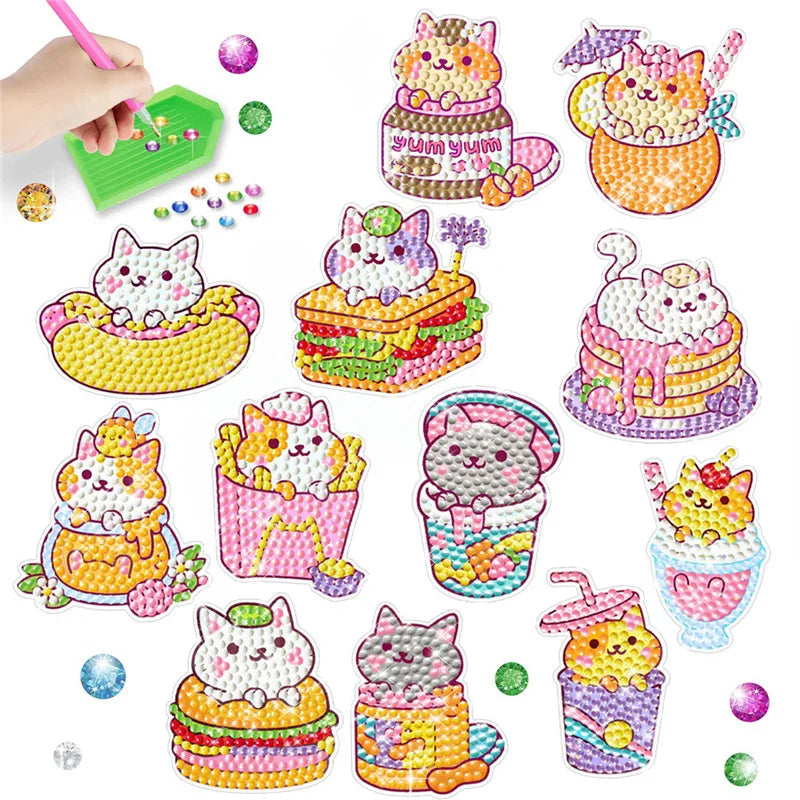 Cartoon Cat Burger DIY Diamond Painting Stickers - Smarsty