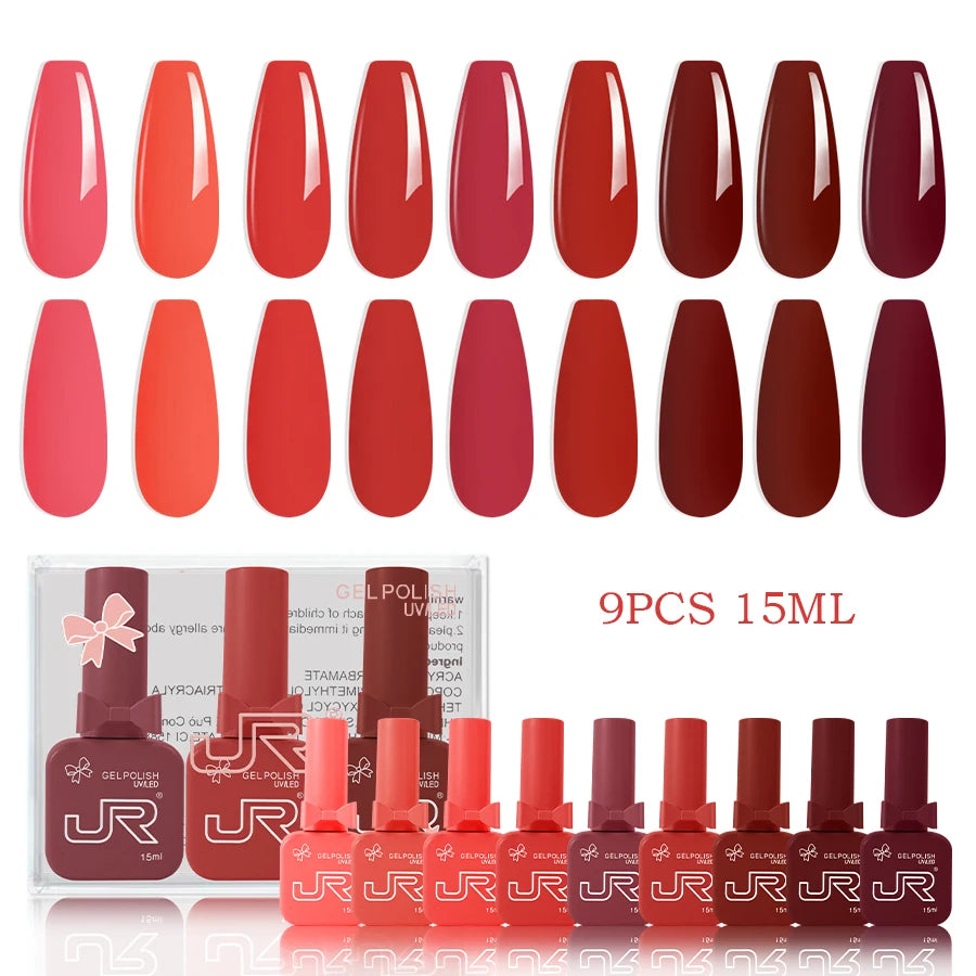 JR 9PCS Gel Nail Polish Set for Home DIY - Smarsty