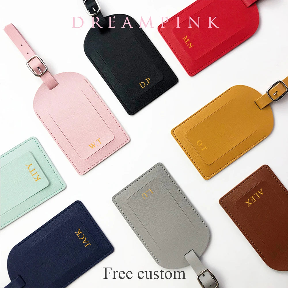 Personalize Initials Luggage Tag Custom Letters Men Women Suitcase Name Tag PU Airplane Labels Engrave Logo Travel Accessories - Smarsty
