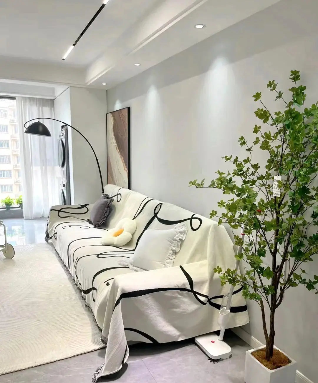 Black Chenille Sofa Cover for Dust Protection - Smarsty