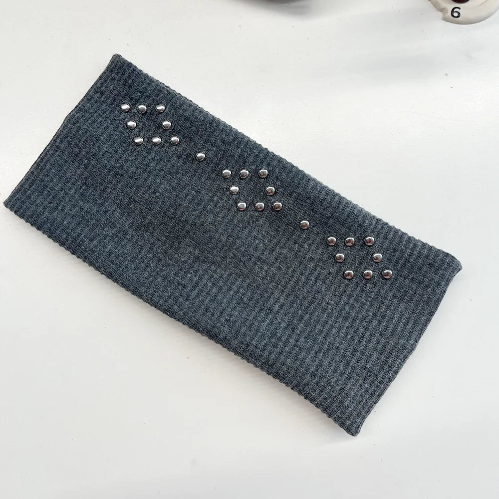Punk Grunge Wide Elastic Headband Stretchy Metal Look - Smarsty