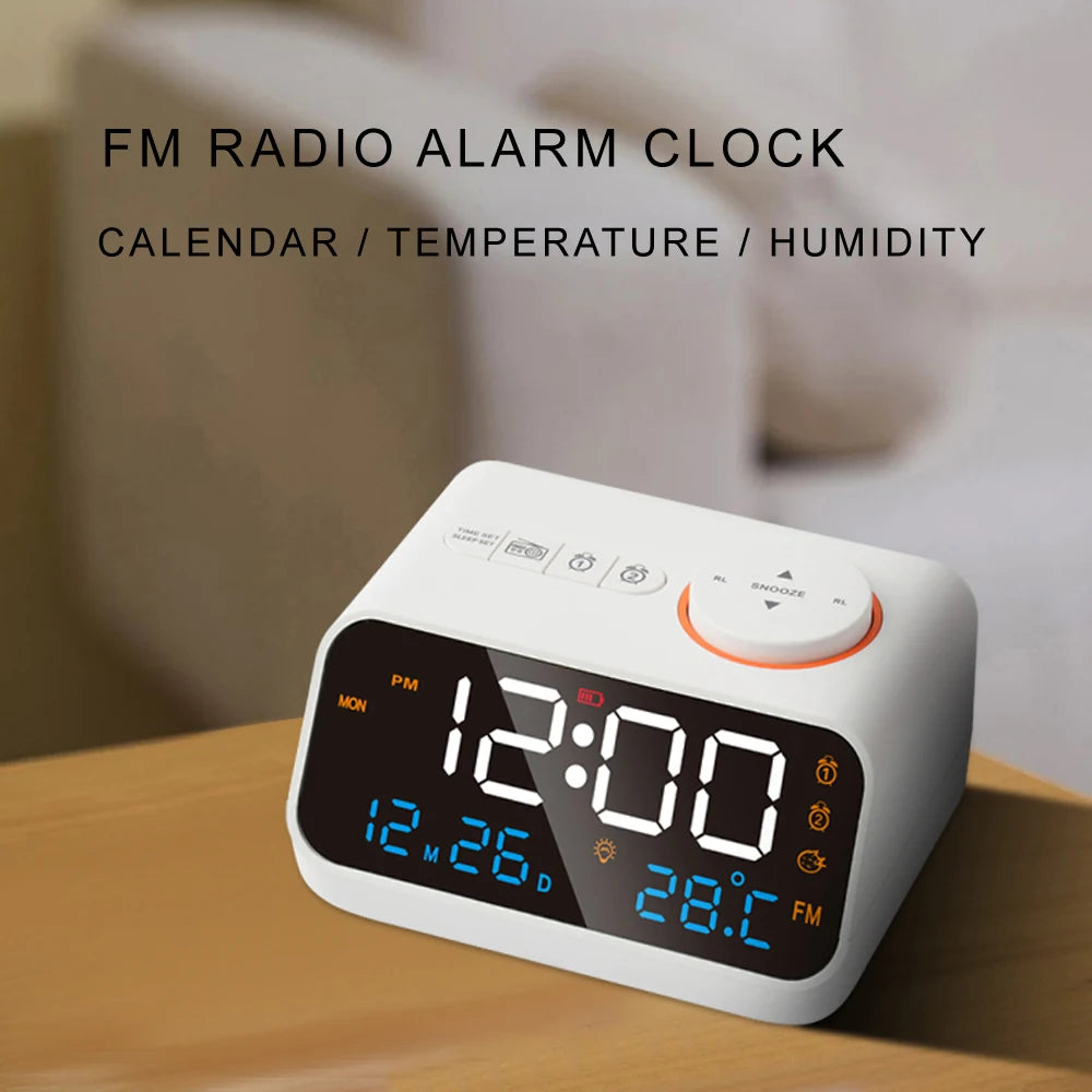 Modern FM Radio LED Alarm Clock with Temperature Display - Smarsty