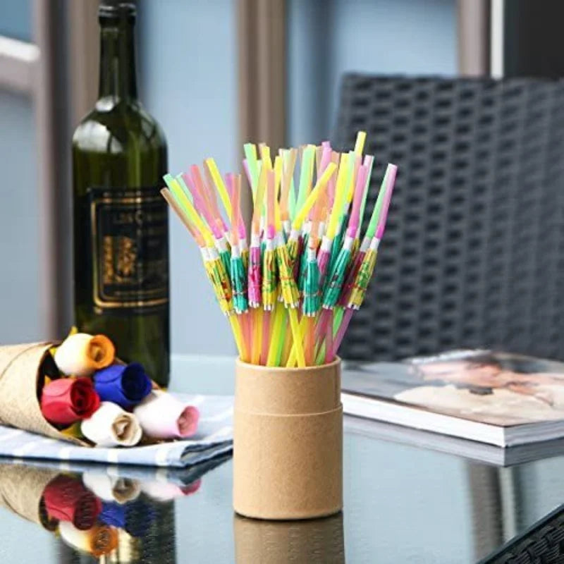 Flamingo Drinking Straws with Tropical Umbrellas for Parties - Smarsty