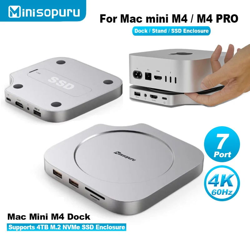 Mac Mini Docking Hub With M.2 SSD Enclosure 4K HDMI