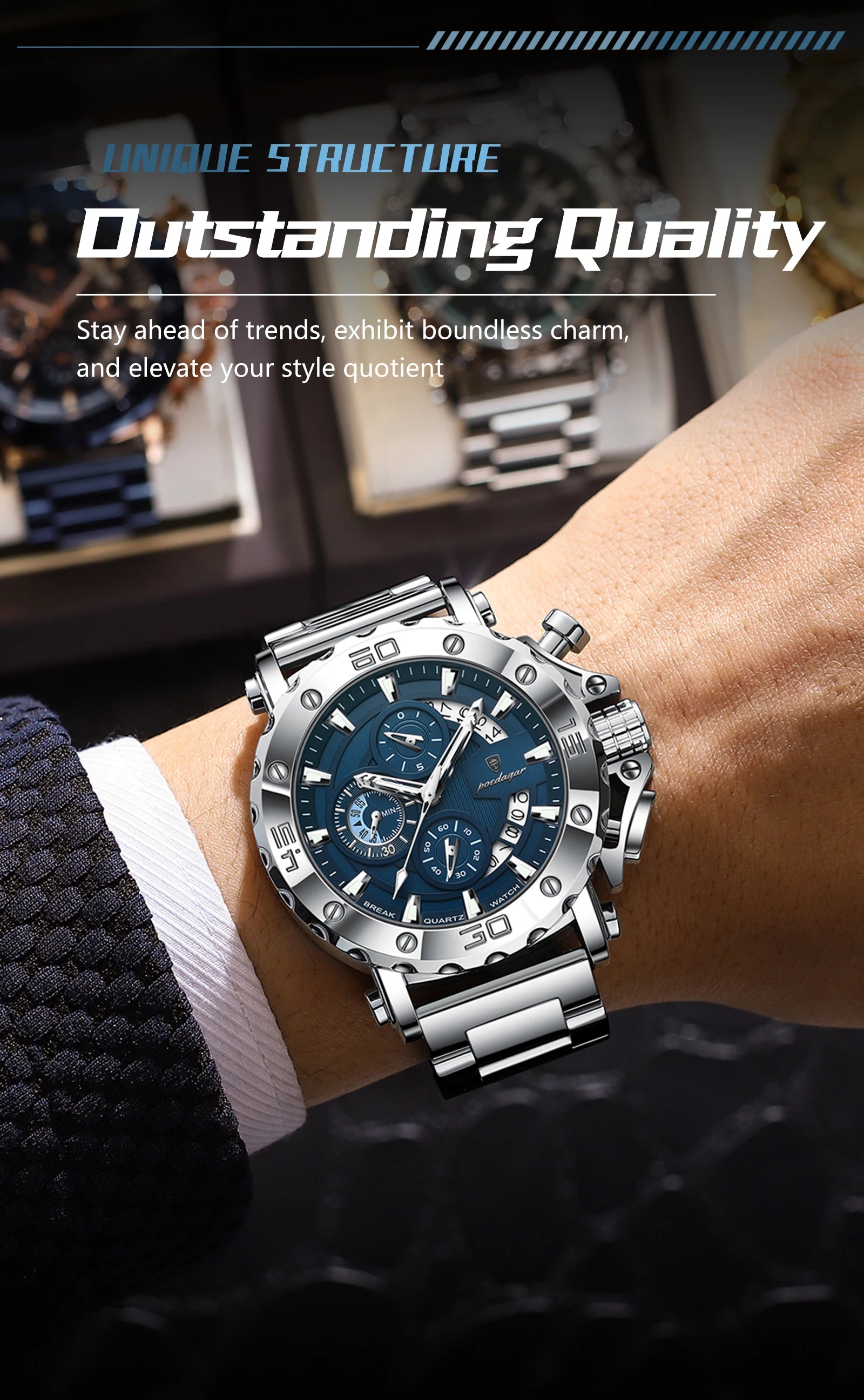 Luxury Waterproof Men's Chronograph Watch with Calendar - Smarsty