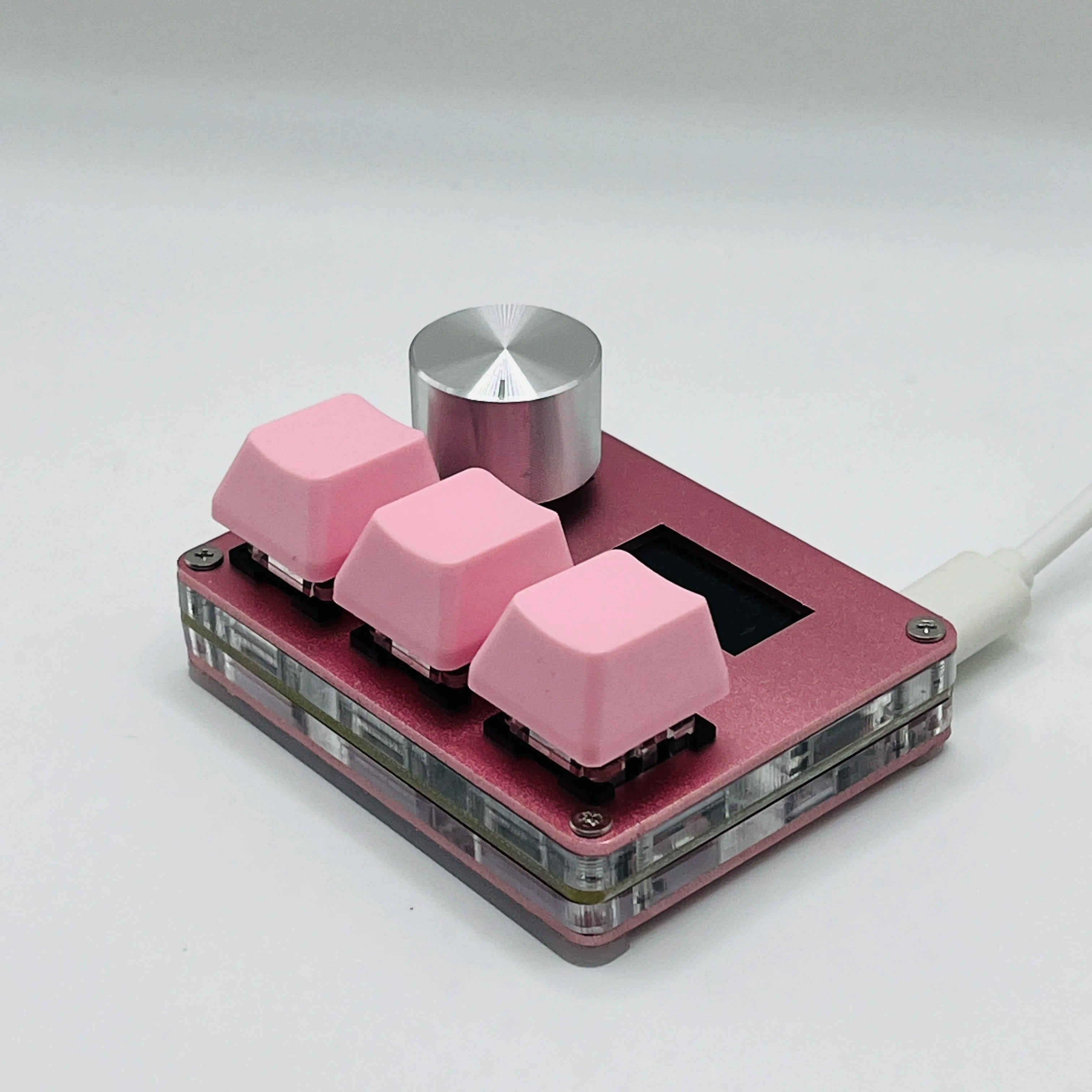 Magnetic Pink Rapid Trigger Hall Switch Keyboard With Knob