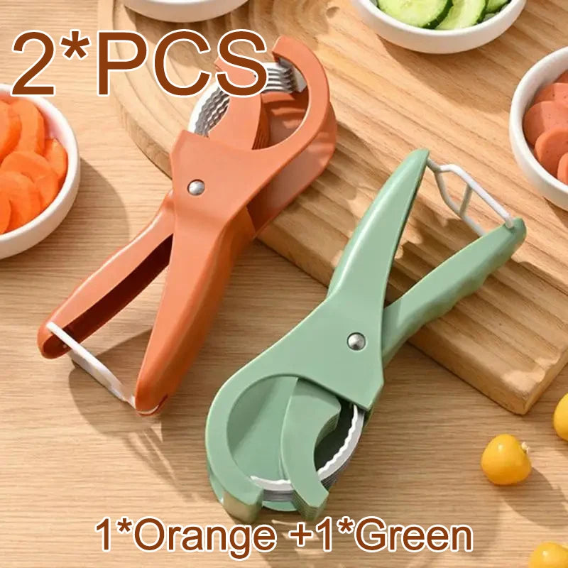 Manual Salad Chopper Stainless Steel Blades Safe Finger Guard For Fruit Vegetables Salad Kitchen Camping Portable Slicer Tool by Smarsty