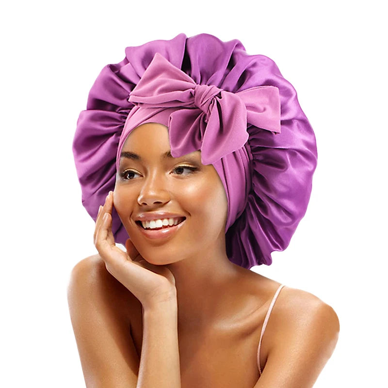 Adjustable Satin Sleeping Hat Elastic Tie For Hair Care - Smarsty