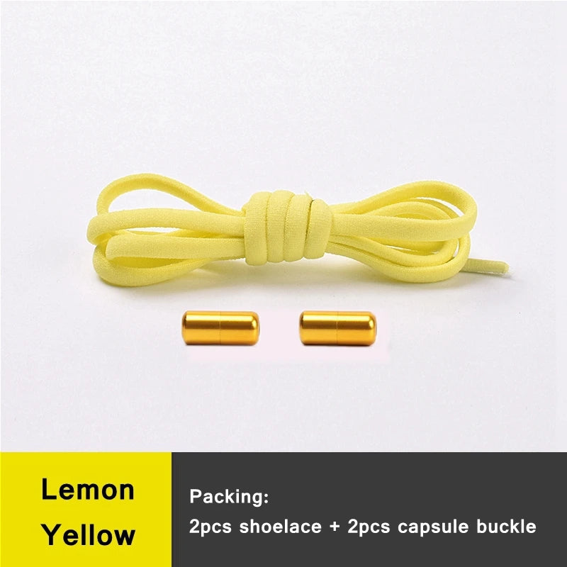 21 Colors No Tie Shoelaces Round Color Metal Lock Elastic Shoelace General For Children And Adults Sneakers Lazy Laces Unisex - Smarsty